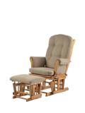 Kub Kielder Glider Nursing Chair and Footstool - Warm Grey/Dark Wood