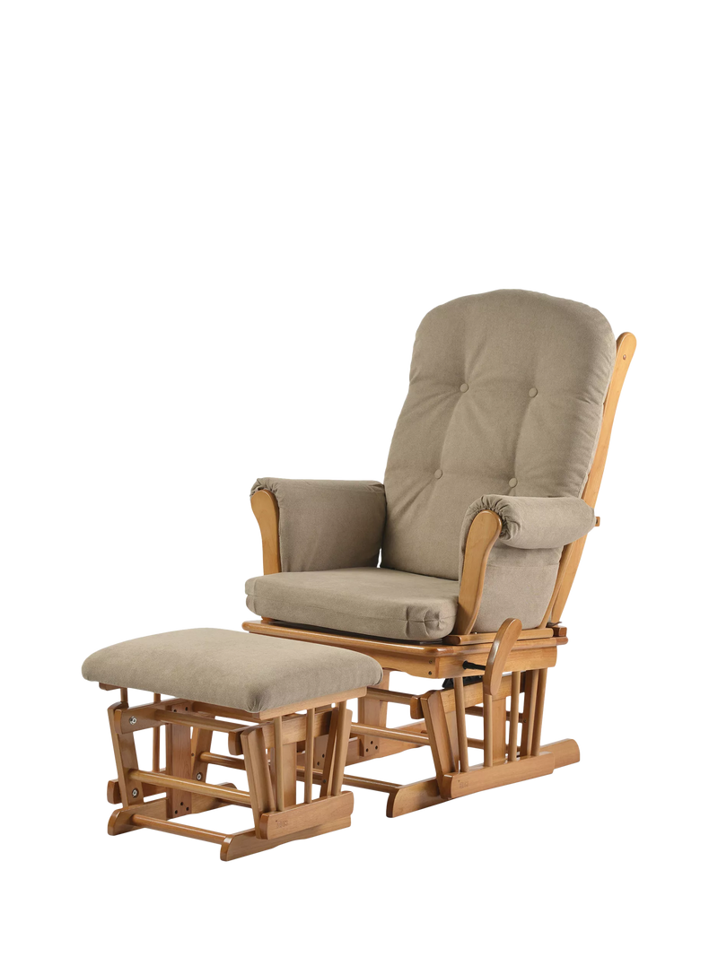 Kub Kielder Glider Nursing Chair and Footstool - Warm Grey/Dark Wood