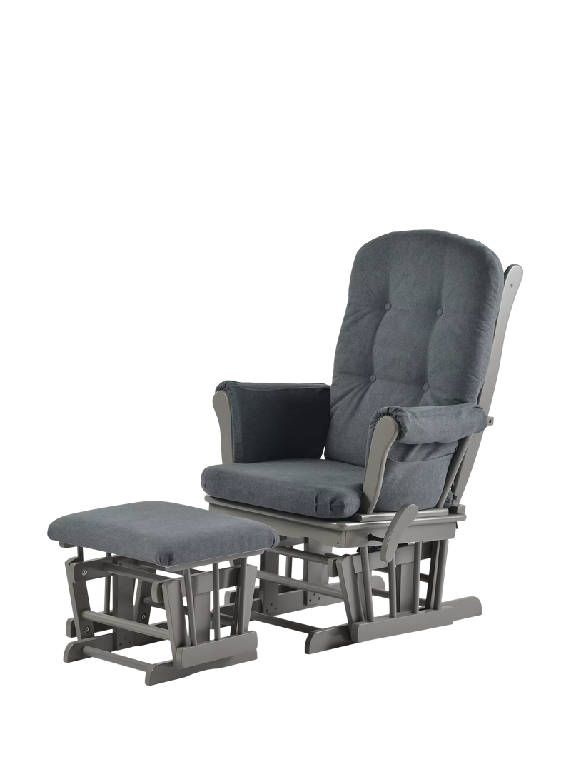 Kub Kielder Glider Nursing Chair and Footstool - Charcoal/Grey Frame