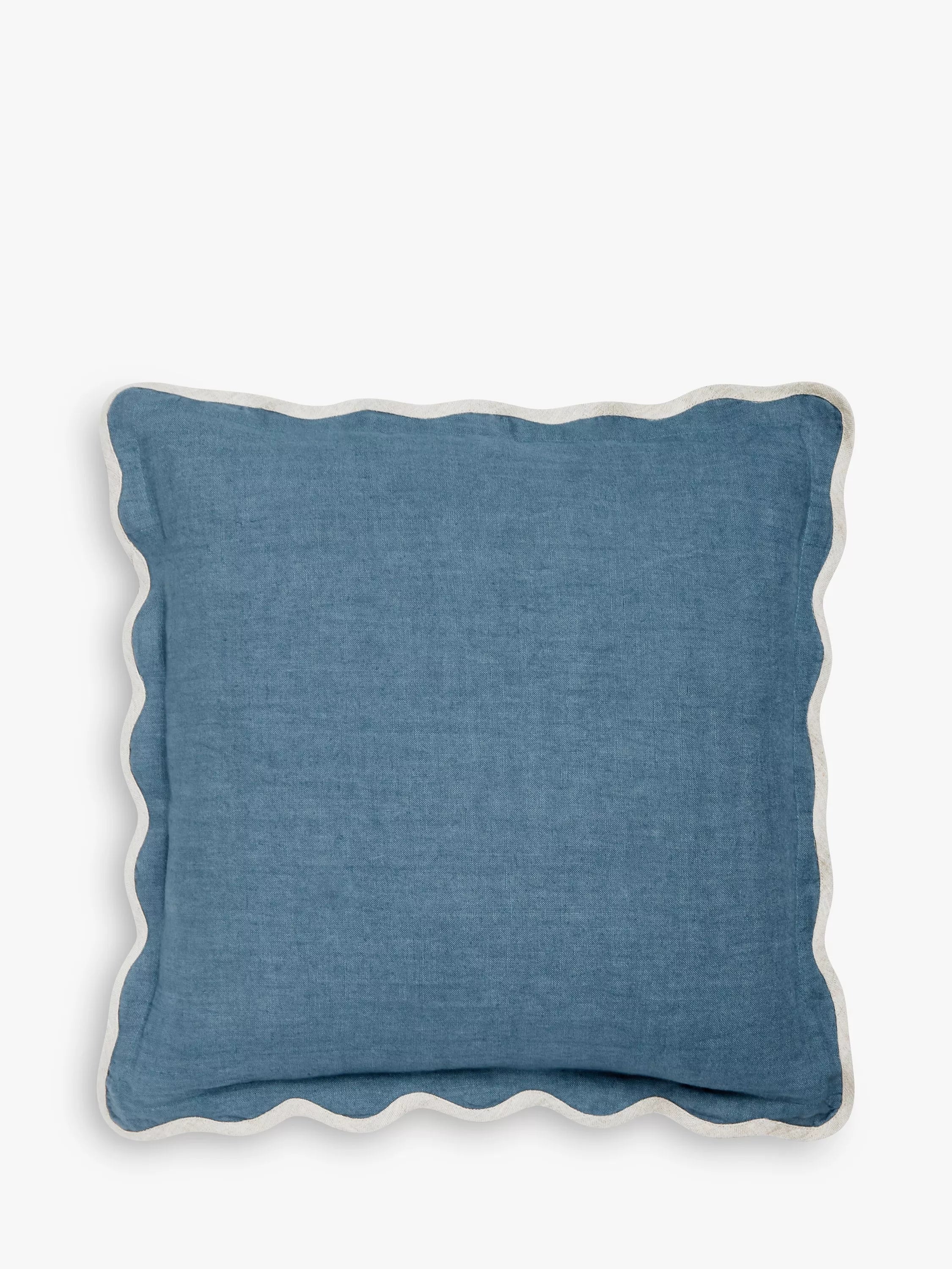 John Lewis Scalloped Linen Cushion - Red H45 x W45 cm