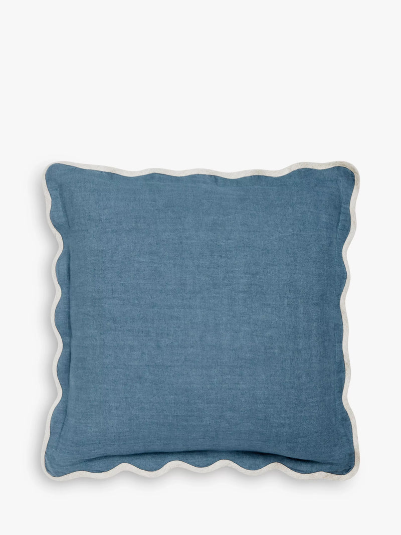 John Lewis Scalloped Linen Cushion - Red H45 x W45 cm