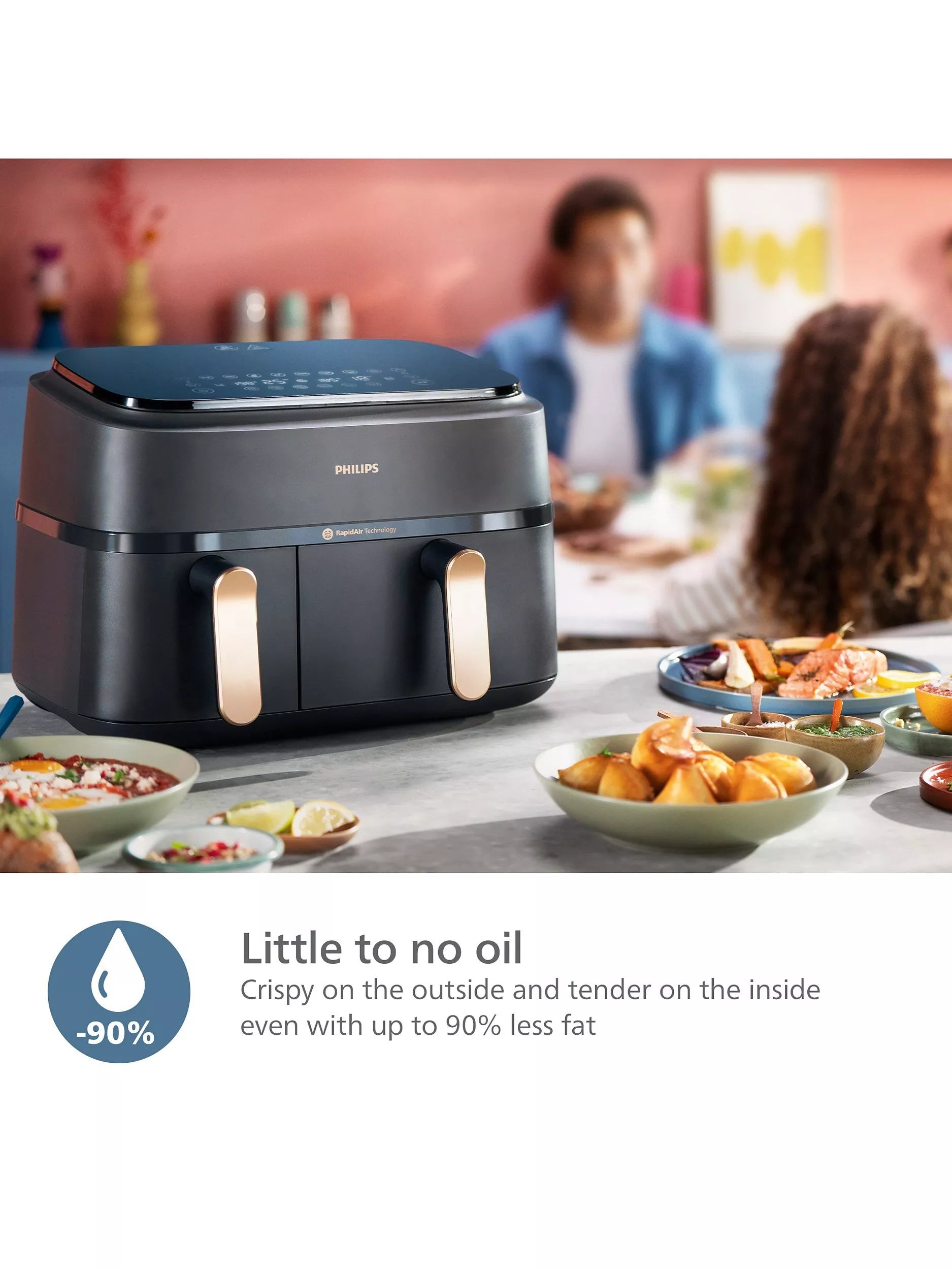 Philips dual basket air fryer 9L (British brand)