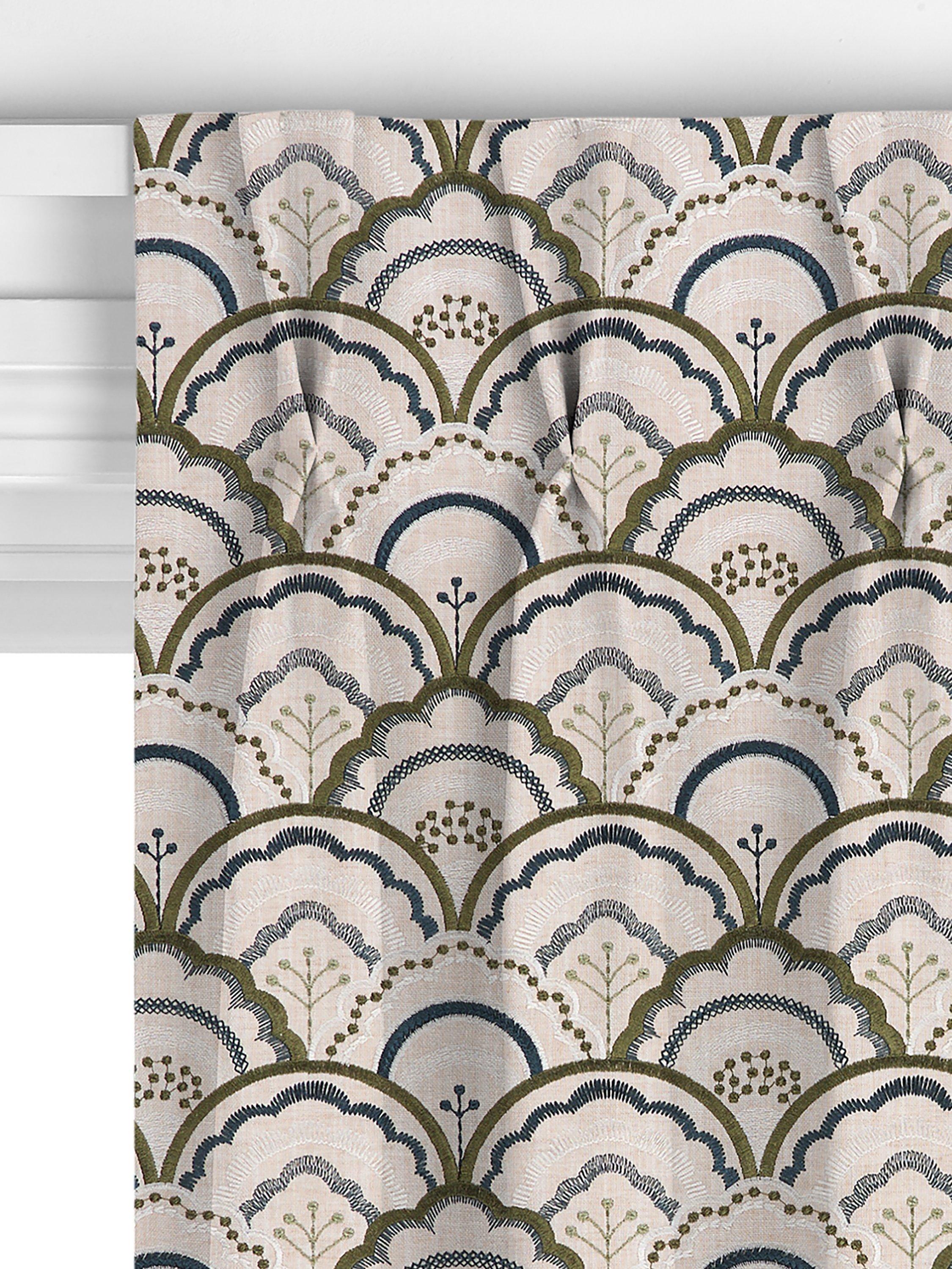 John Lewis Astra embroidery curtains dark olive made to measure - British product