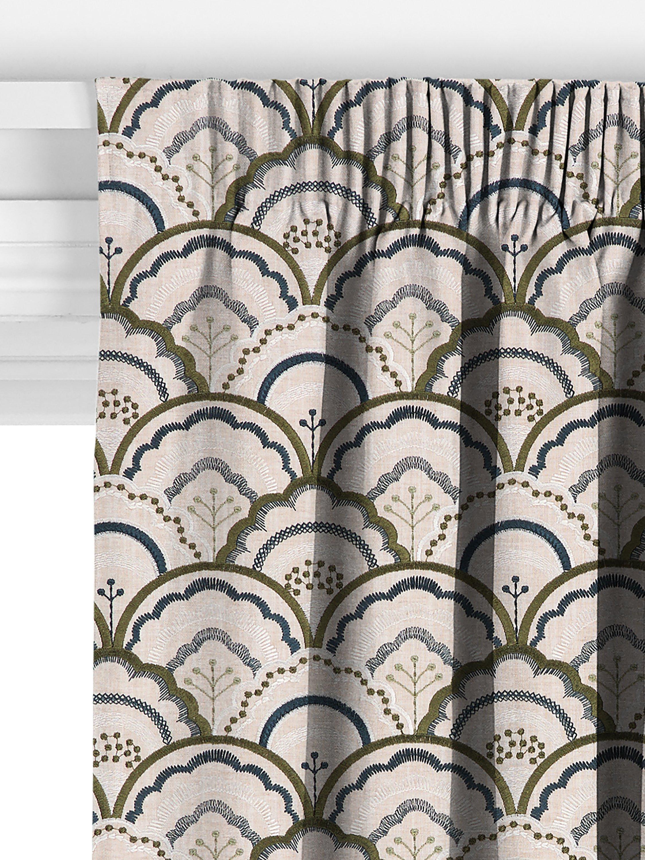 John Lewis Astra embroidery curtains dark olive made to measure - British product
