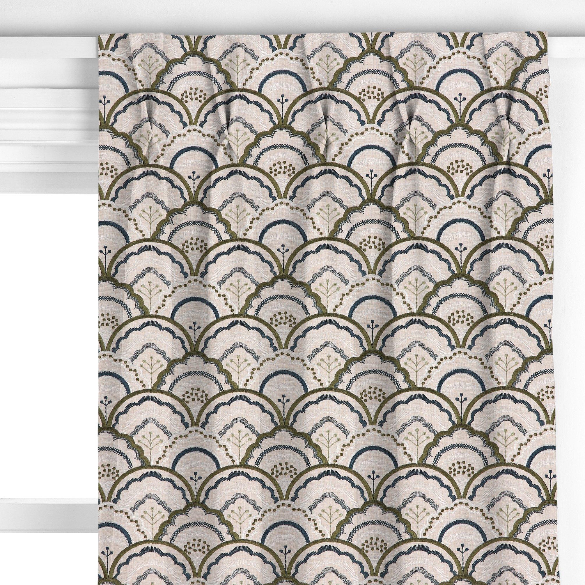 John Lewis Astra embroidery curtains dark olive made to measure - British product