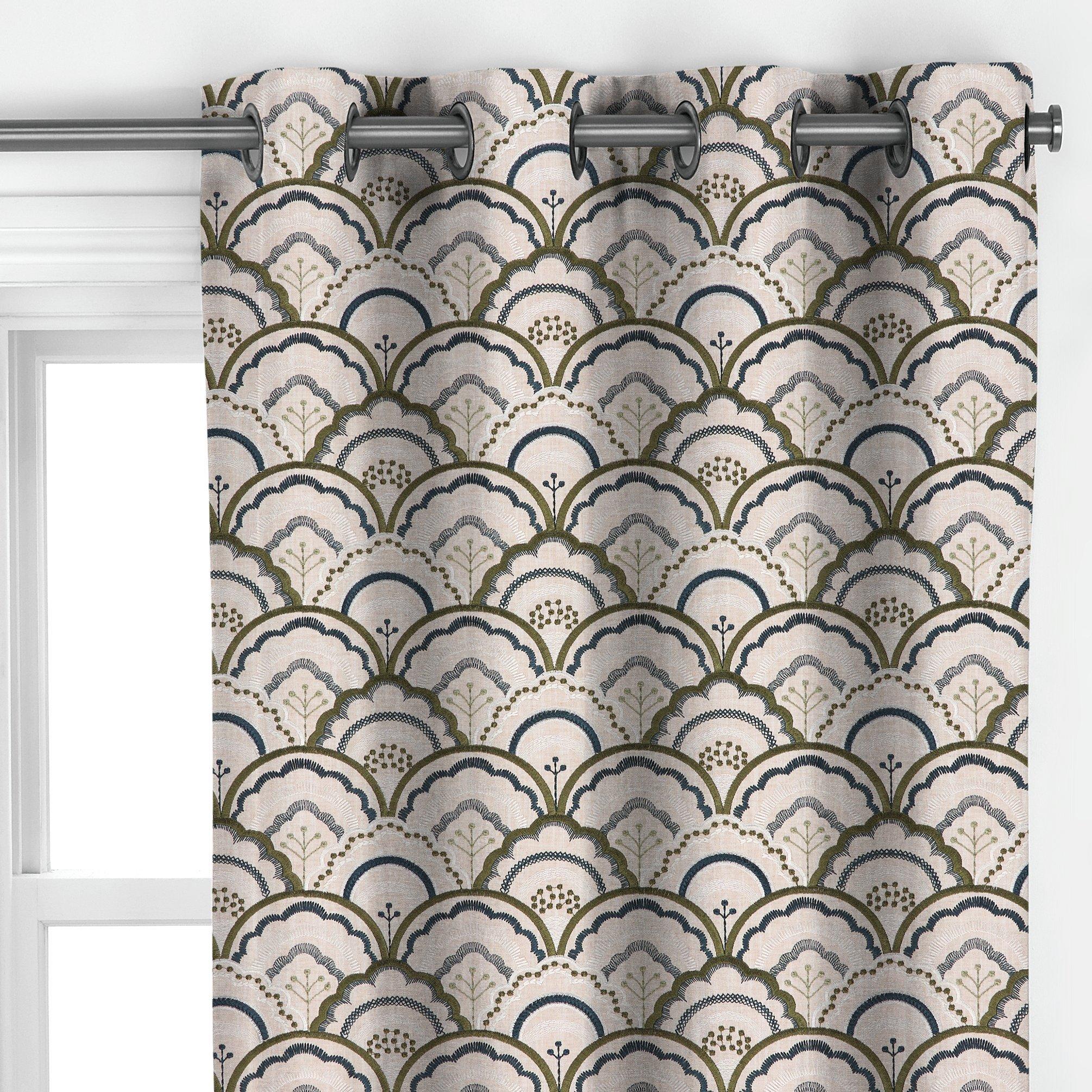 John Lewis Astra embroidery curtains dark olive made to measure - British product