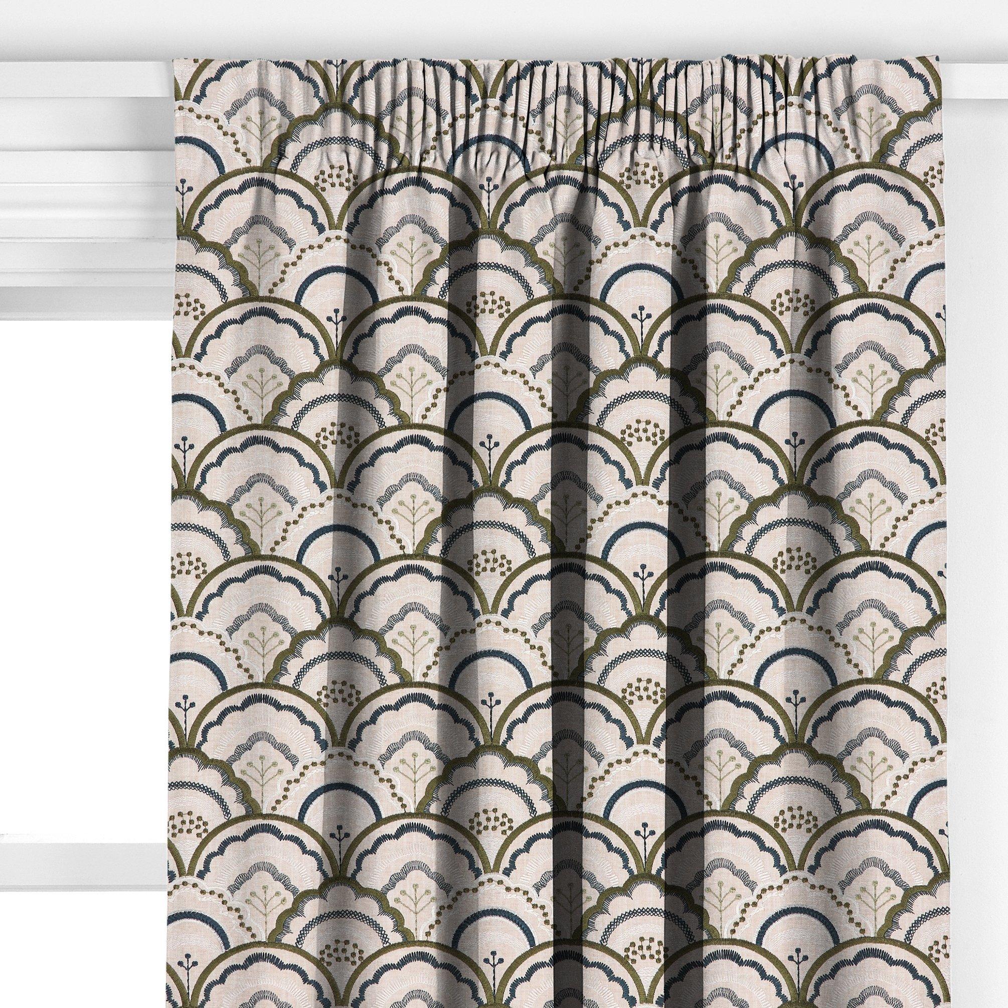 John Lewis Astra embroidery curtains dark olive made to measure - British product