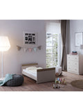 Little Acorns Burlington Cotbed featuring oak accents and MDF finish, UK version