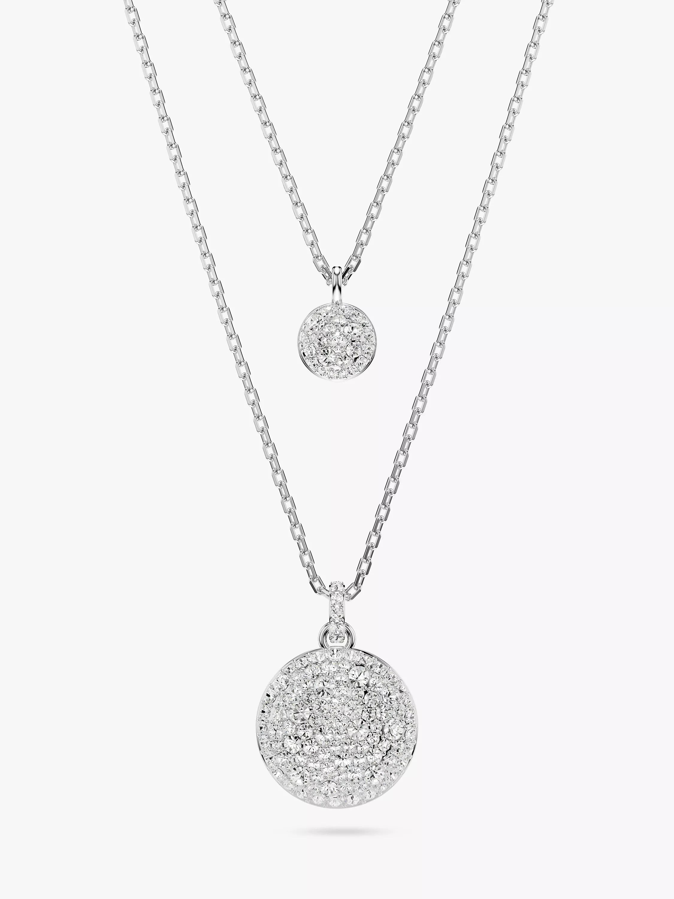 Swarovski Meteora Double Chain Pave Crystal Pendant Necklace