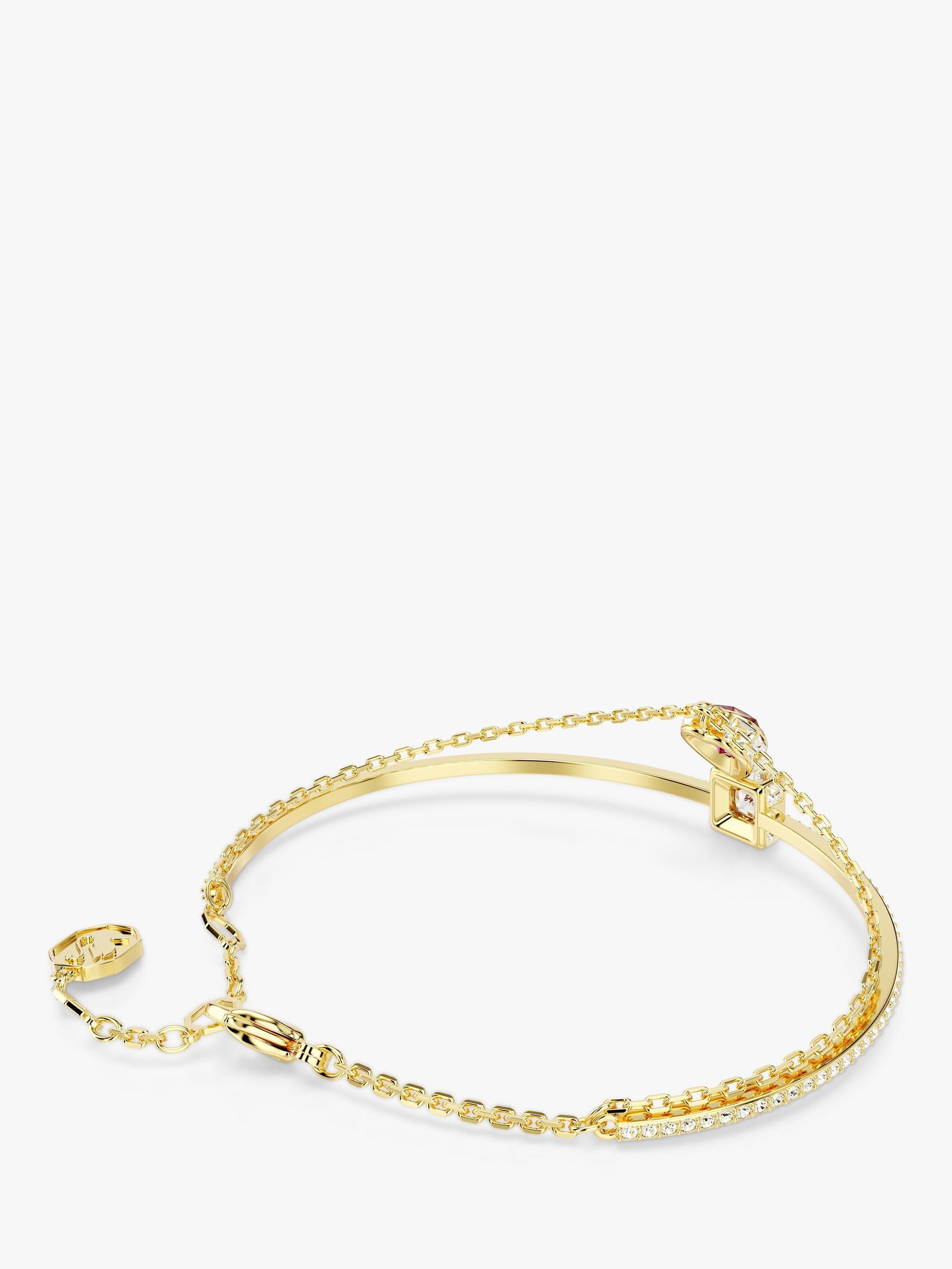 Swarovski crystal bangle gold tone heart chain detail - British product
