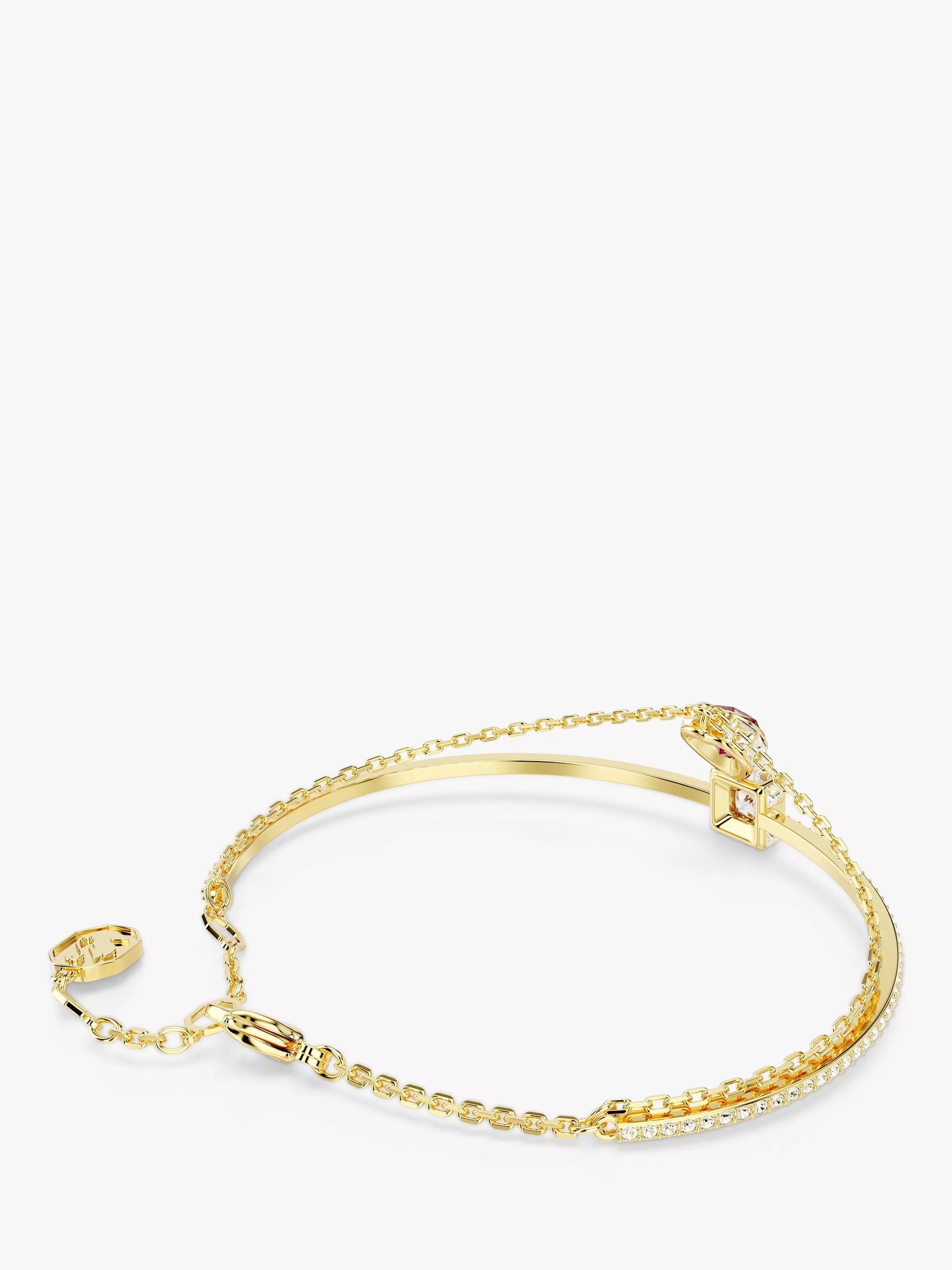 Swarovski crystal bangle gold tone heart chain detail - British product