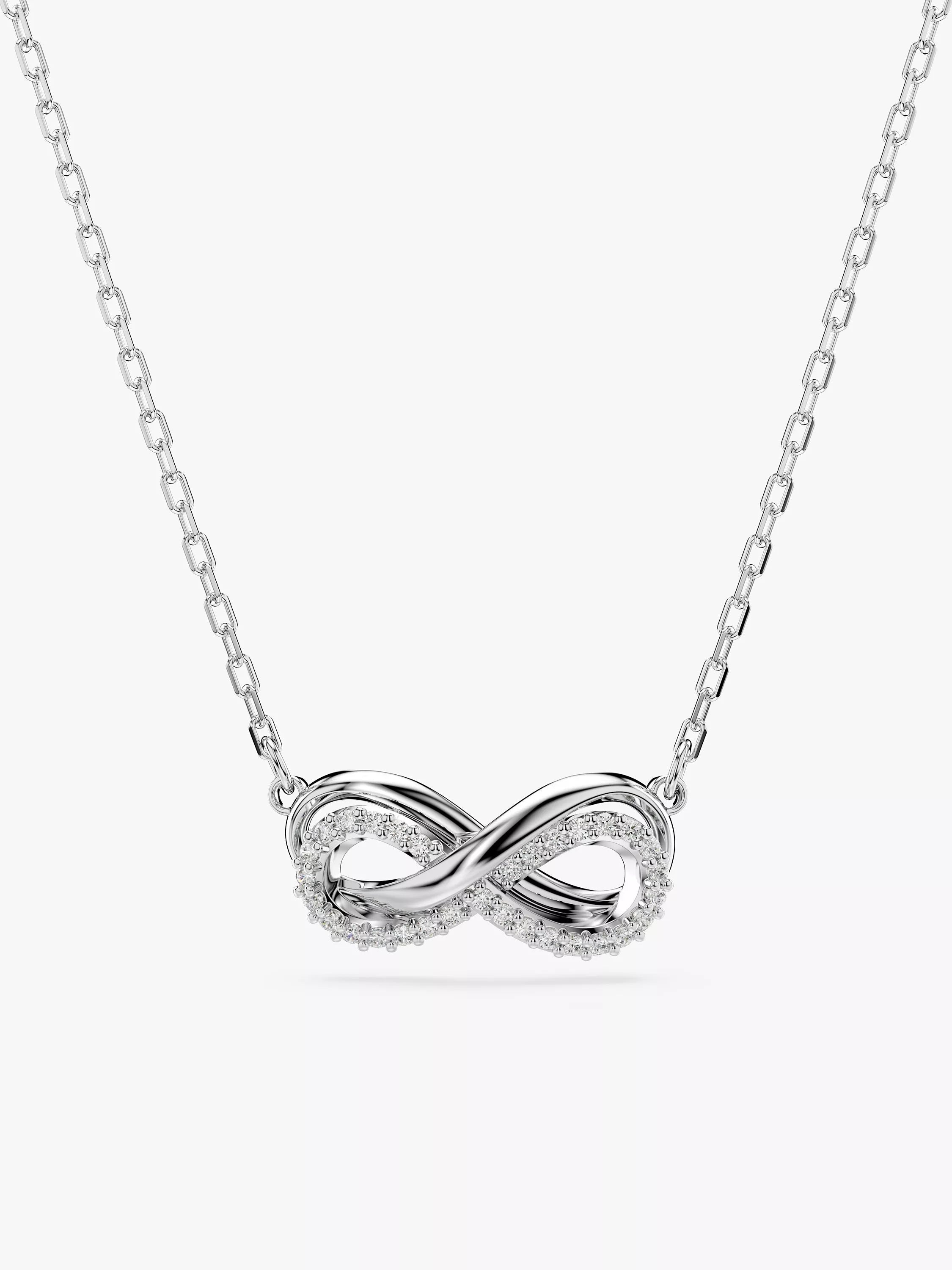 Swarovski Hyperbola crystal infinity pendant necklace silver tone, UK version