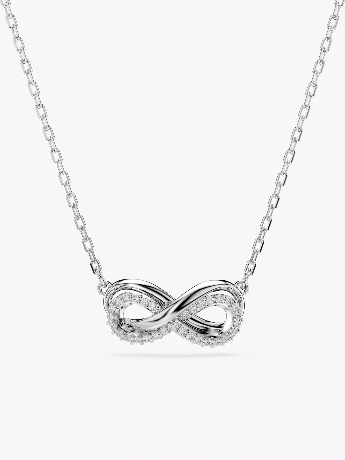 Swarovski Hyperbola crystal infinity pendant necklace silver tone, UK version