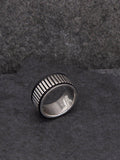 Hoxton London sterling silver leather ribbed ring, imported from the UK