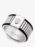 Hoxton London Men's Sterling Silver Bold Leather Ribbed Ring