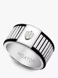 Hoxton London Men's Sterling Silver Bold Leather Ribbed Ring