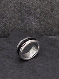 Hoxton London sterling silver spinning ring with black leather inlay (British brand)