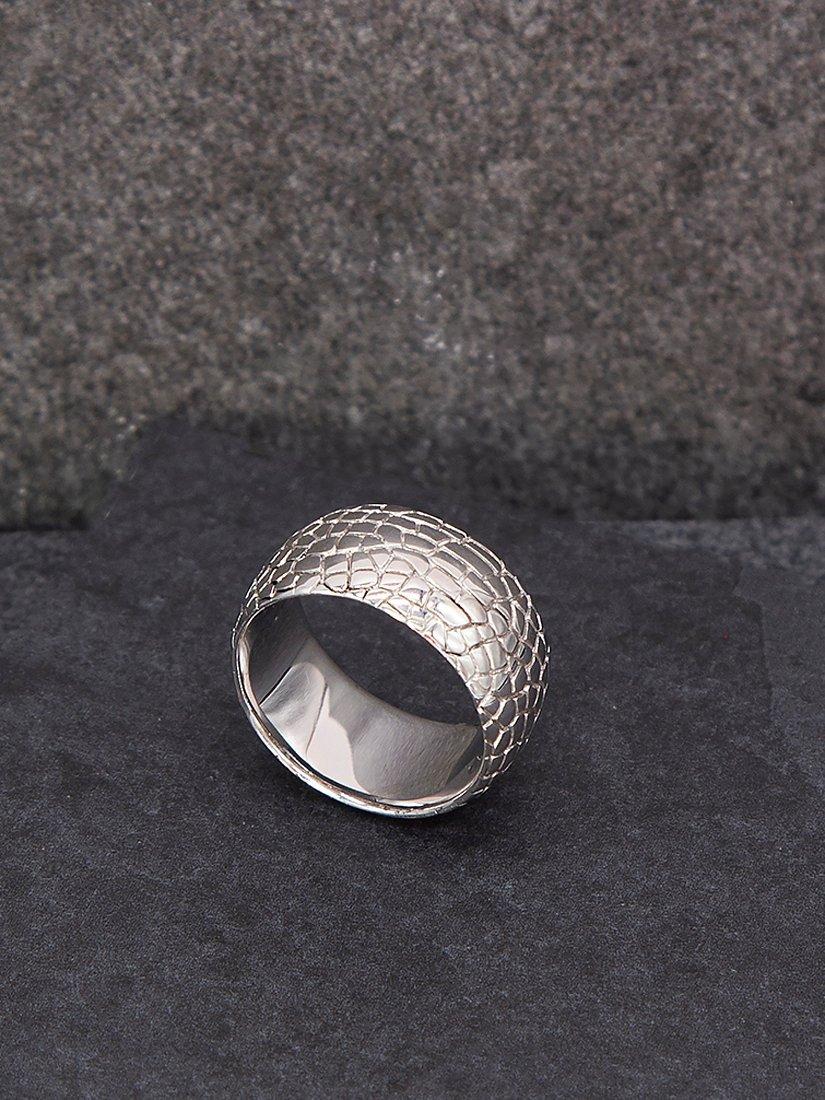Hoxton London crocodile patterned silver ring for men (British brand)