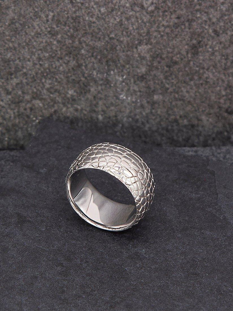Hoxton London crocodile patterned silver ring for men (British brand)