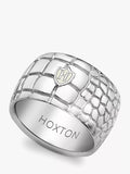 Hoxton London Men's Wild Crocodile Patterned Ring Silver