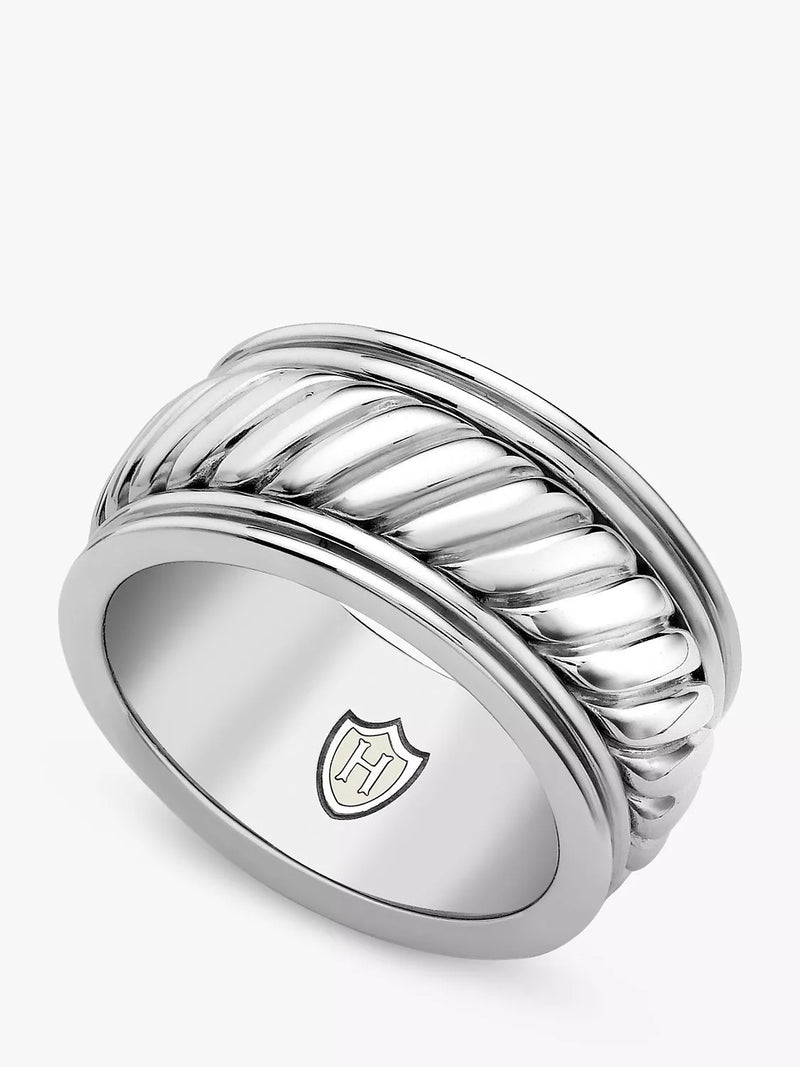 Hoxton London men's twist spinning ring in silver - British product