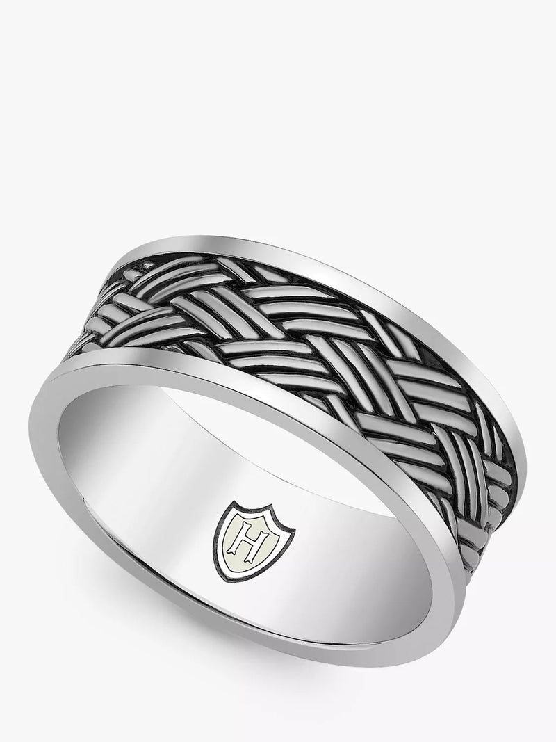 Hoxton London men's bamboo oxidised ring sterling silver (British brand)