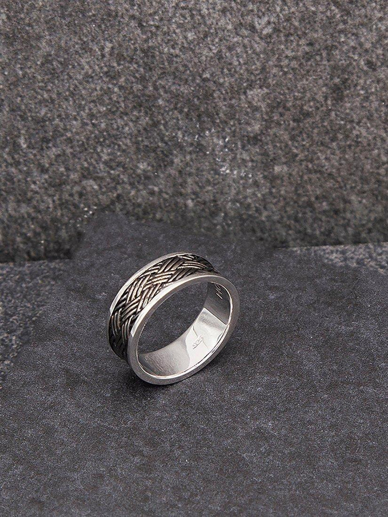 Hoxton London men's bamboo oxidised ring sterling silver (British brand)