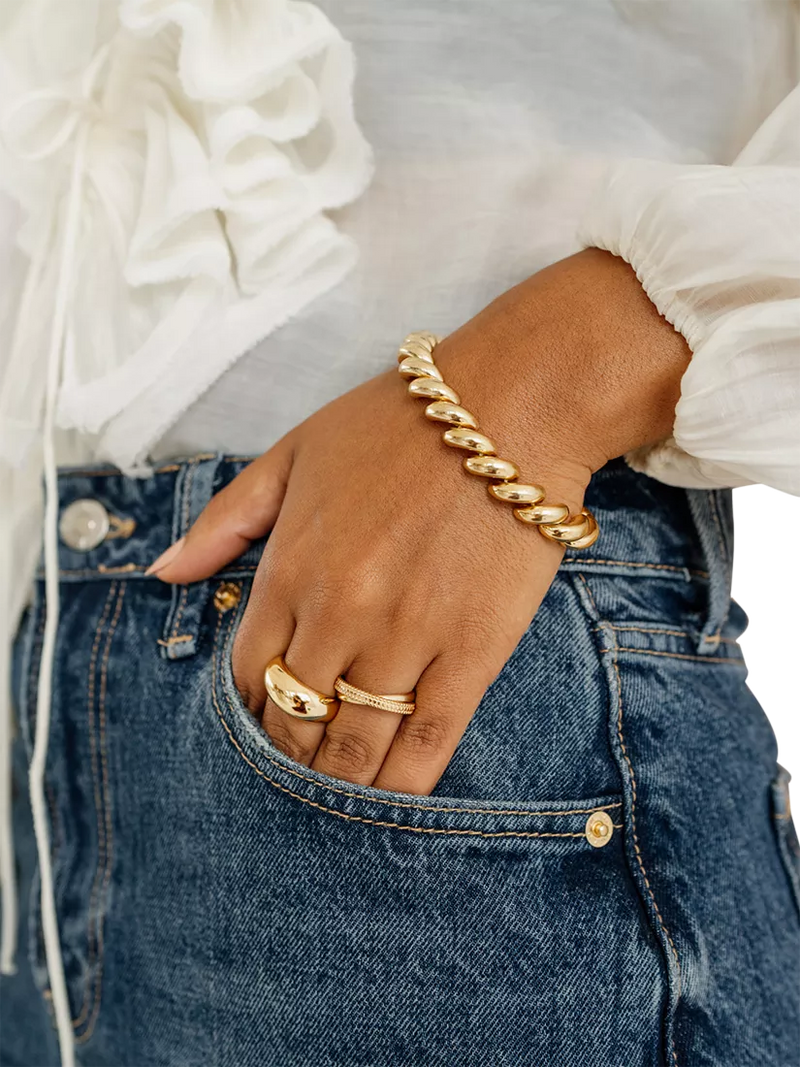 LARNAUTI San Marco gold curved spiral bracelet imported from the UK