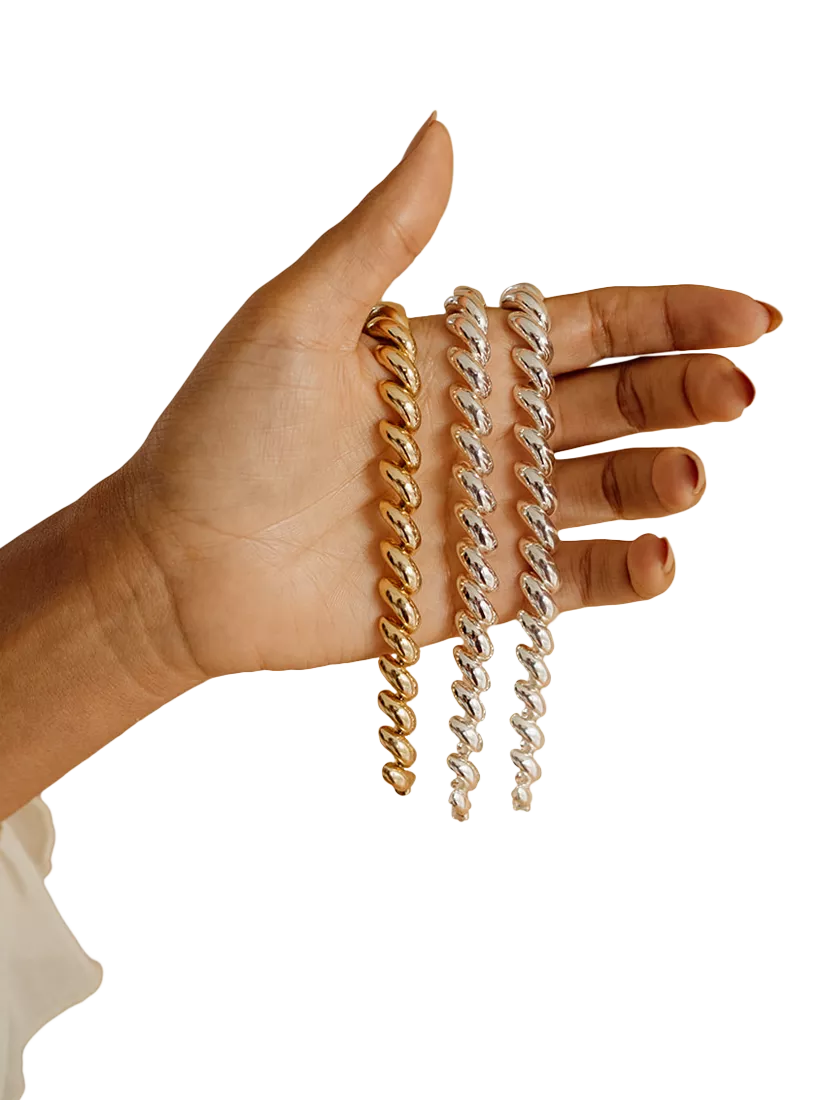 LARNAUTI chunky chain sterling silver bracelet, UK version