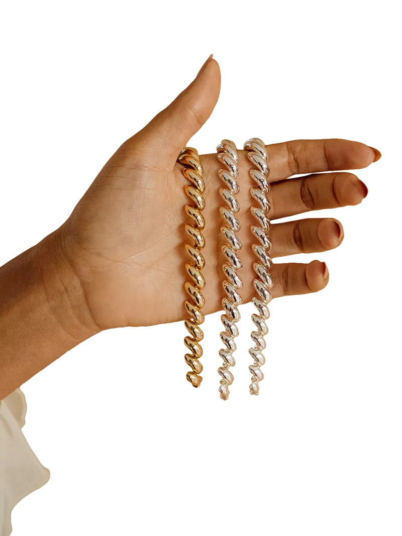 LARNAUTI chunky chain sterling silver bracelet, UK version
