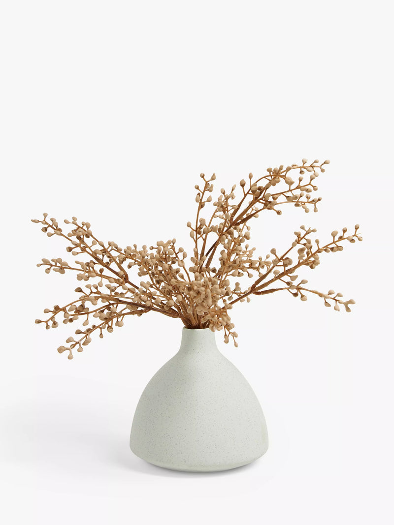 John Lewis artificial mimosa in white and brown ceramic vase, UK version