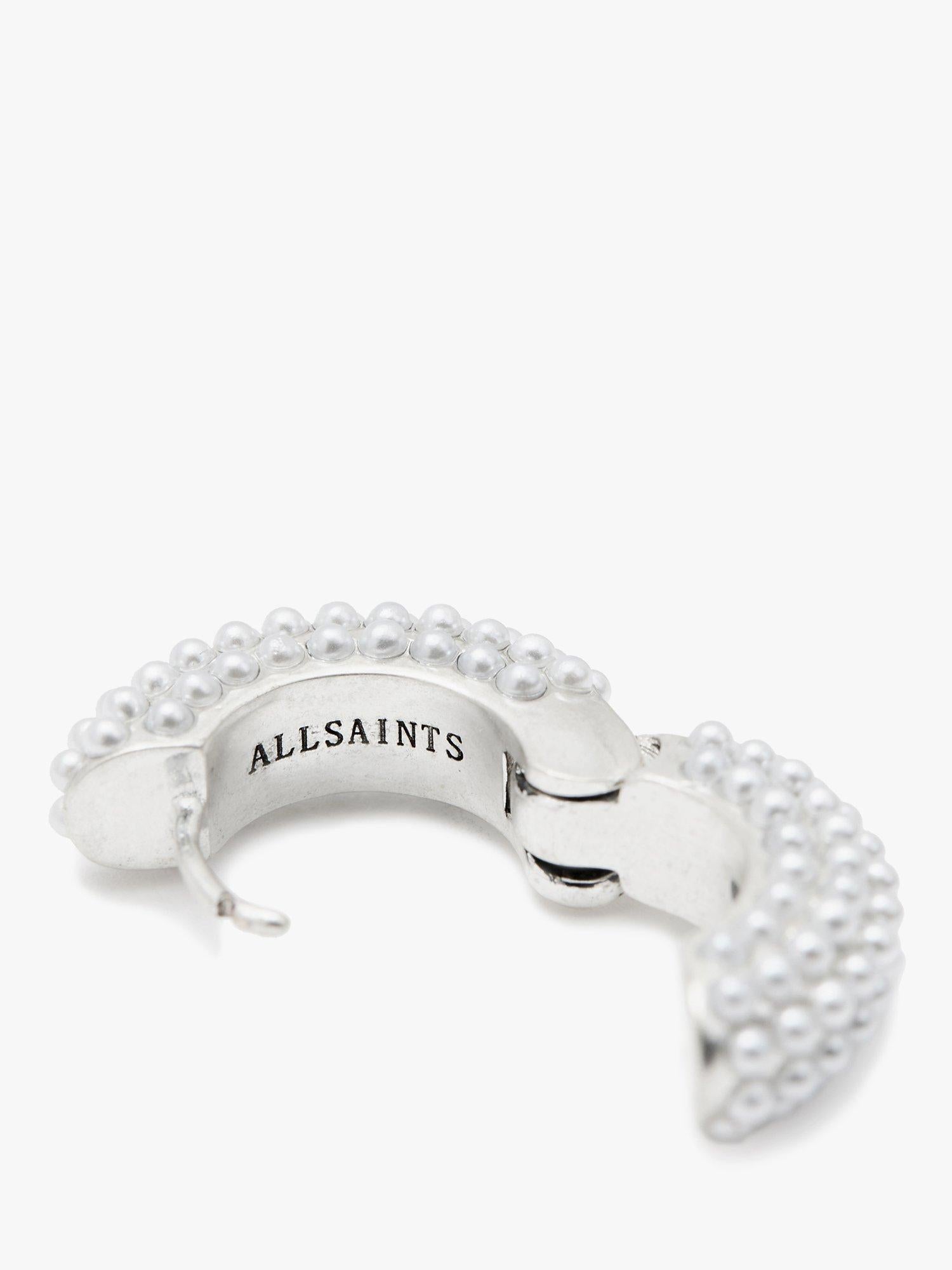 AllSaints Kunstperlen-Creolen, warmes Silber, UK-Version