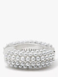 AllSaints faux pearl hoop earrings warm silver, UK version