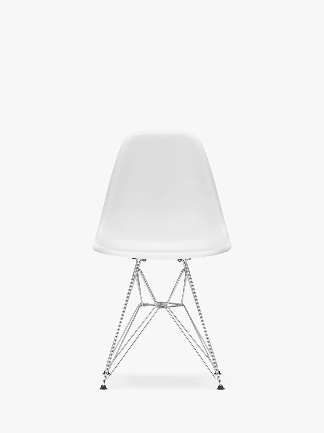 Vitra Eames RE DSR Recycled Plastic Chair, Chrome Legs, Cotton White
