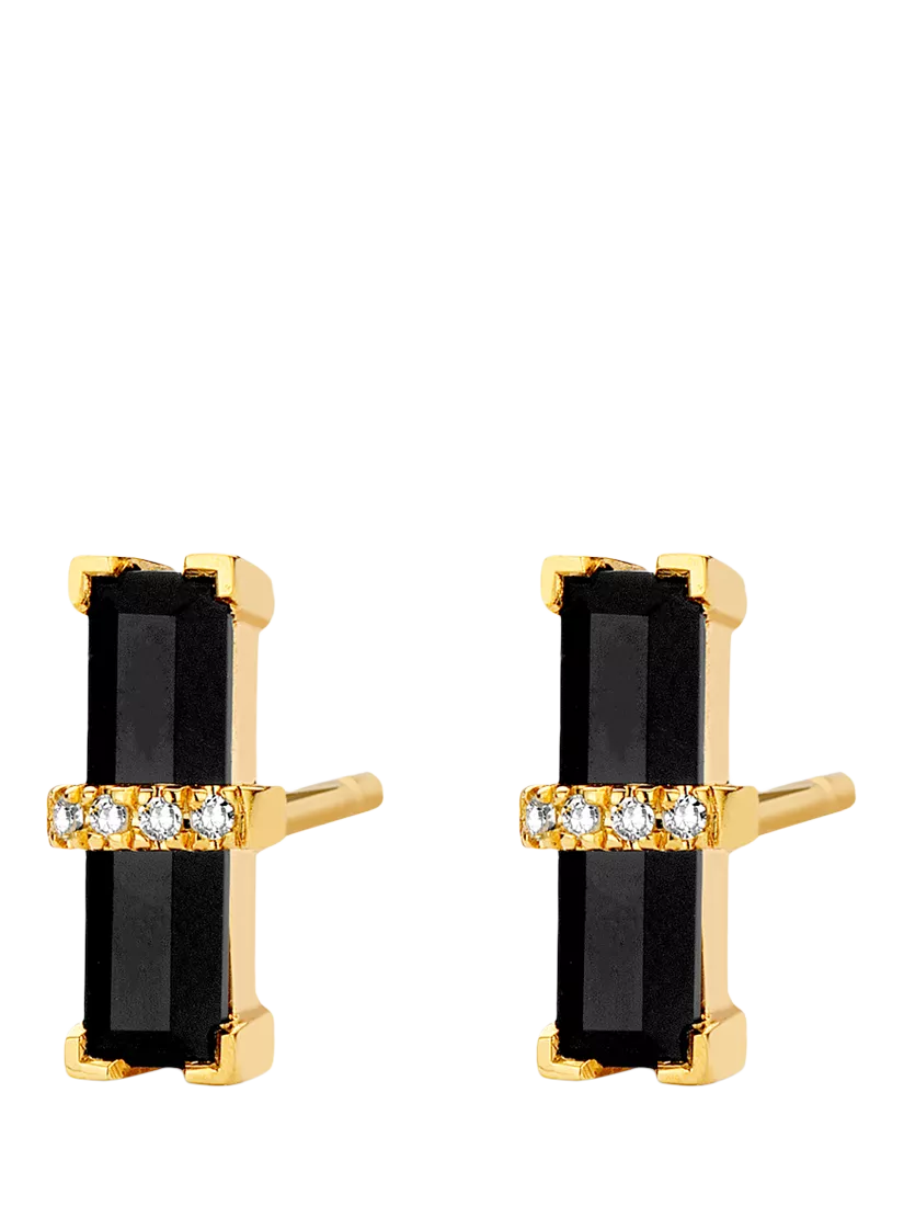 DPT Antwerp onyx diamond stud earrings 0.03ct, imported from the UK