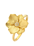DPT Antwerp Diamond Heart Jasmine Flower Ring, Gold, P