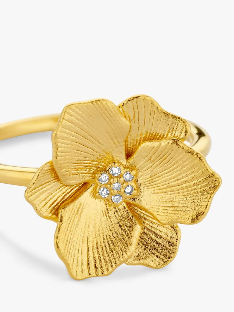 DPT Antwerp diamond jasmine flower ring 18ct gold plated, imported from the UK