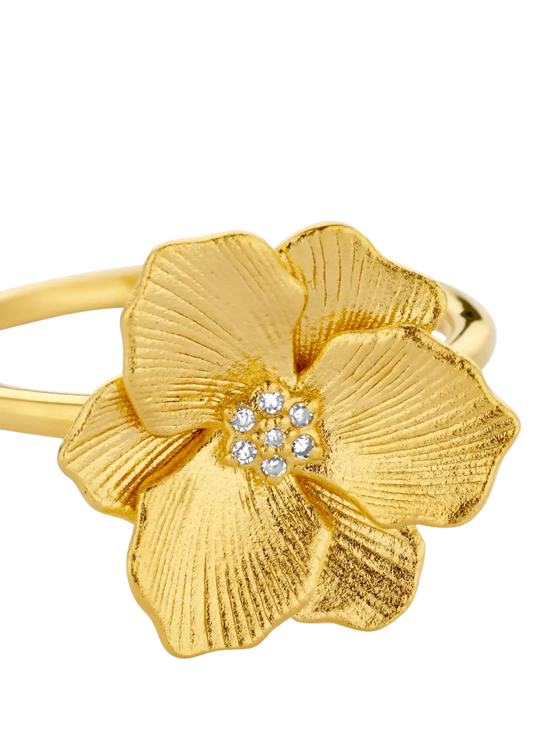DPT Antwerp diamond jasmine flower ring 18ct gold plated, imported from the UK