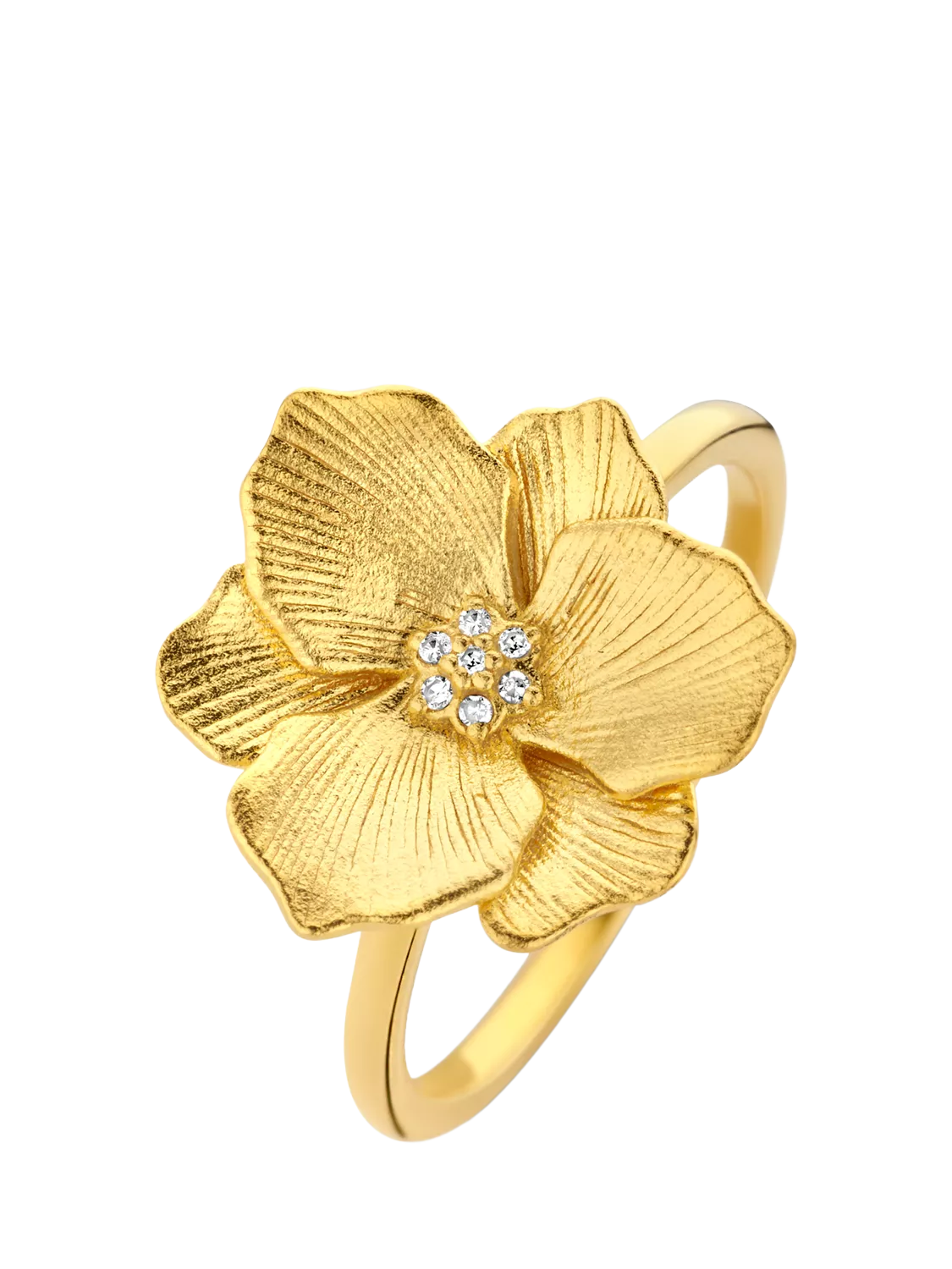 DPT Antwerp Diamond Heart Jasmine Flower Ring, Gold, L