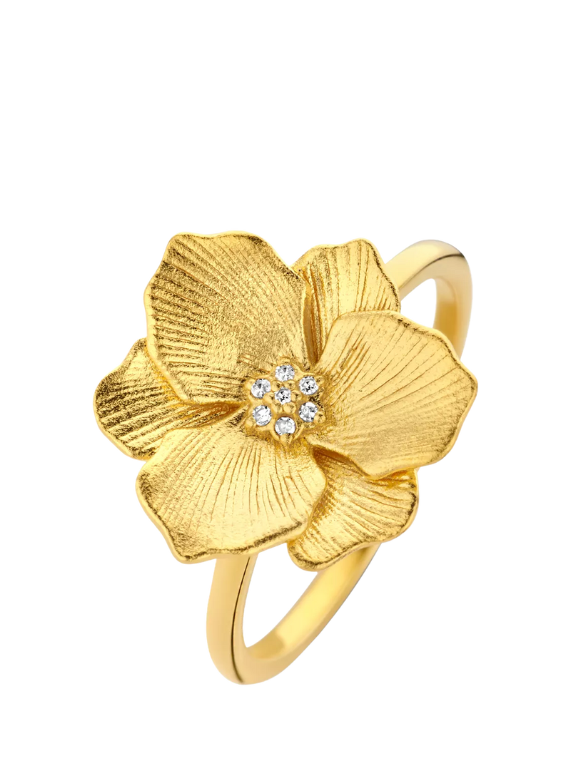 DPT Antwerp Diamond Heart Jasmine Flower Ring, Gold, N