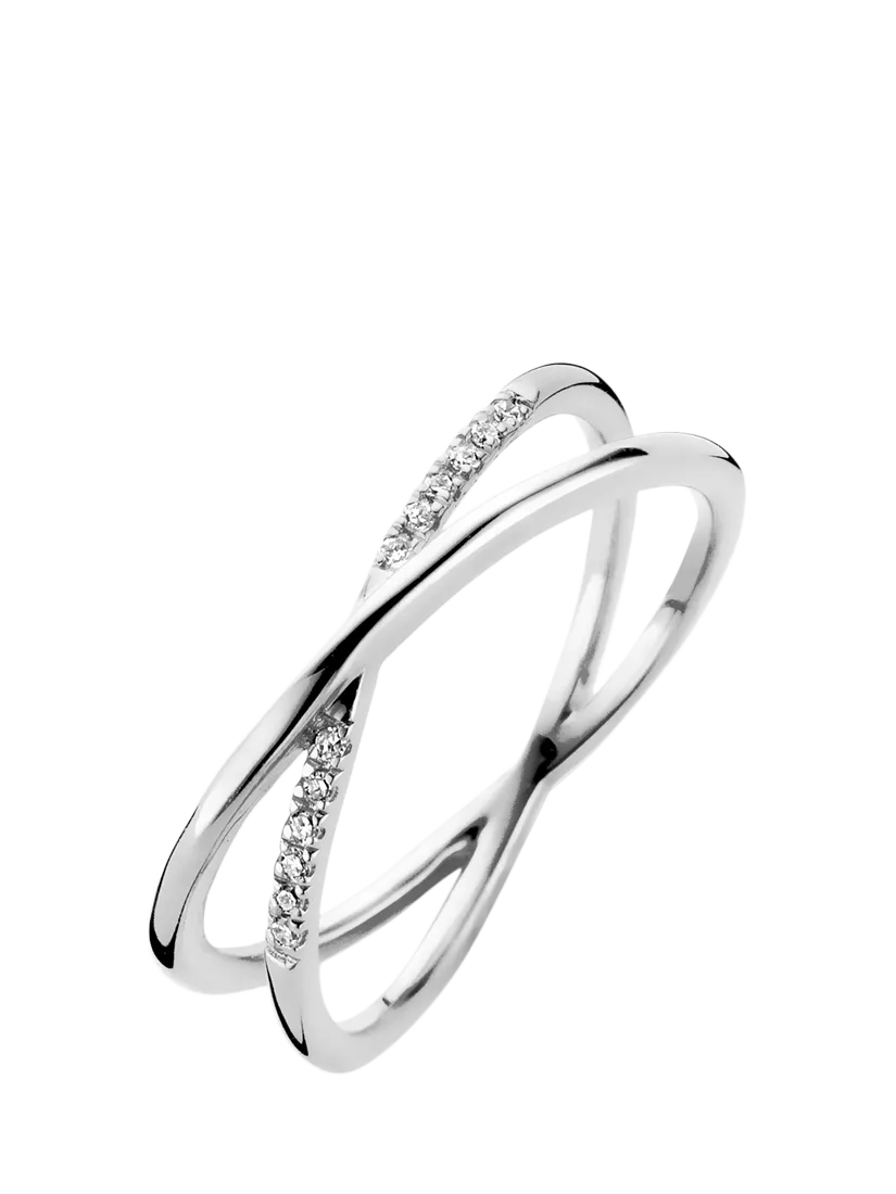 DPT Antwerp diamond crossover ring silver - British product