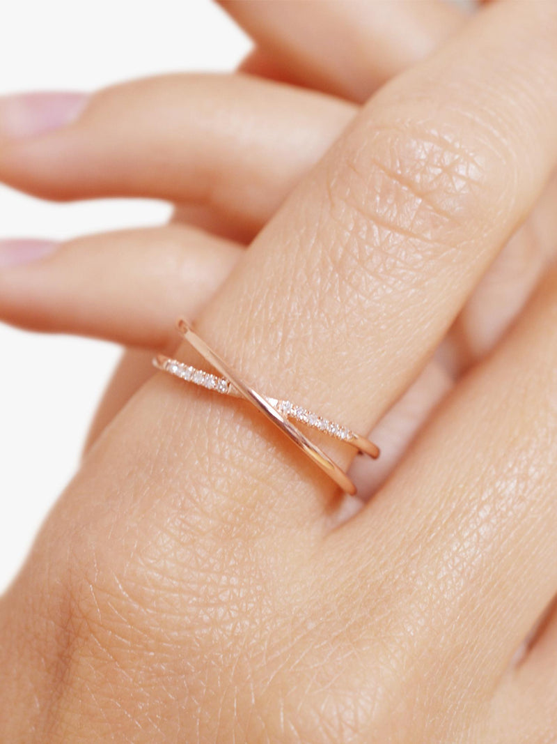 DPT Antwerp diamond crossover ring silver - British product
