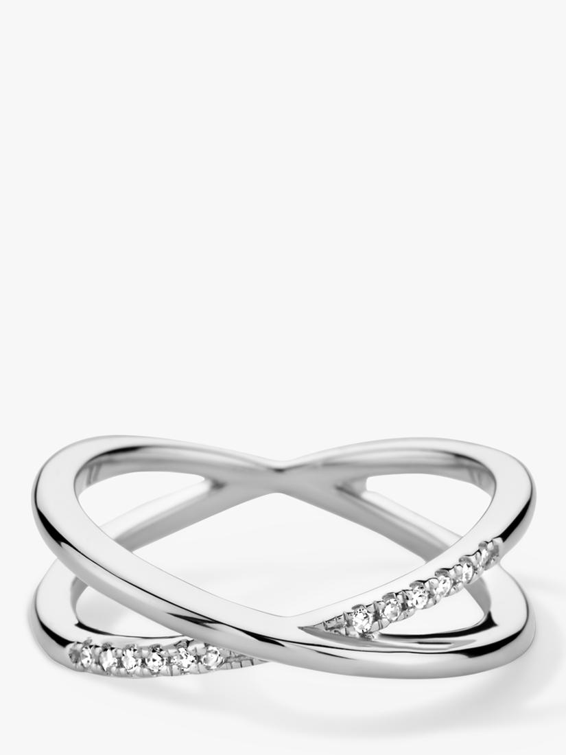 DPT Antwerp diamond crossover ring silver - British product