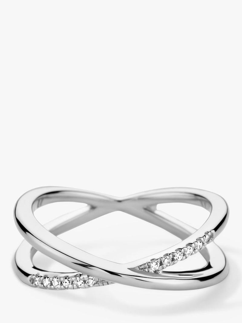 DPT Antwerp diamond crossover ring silver - British product