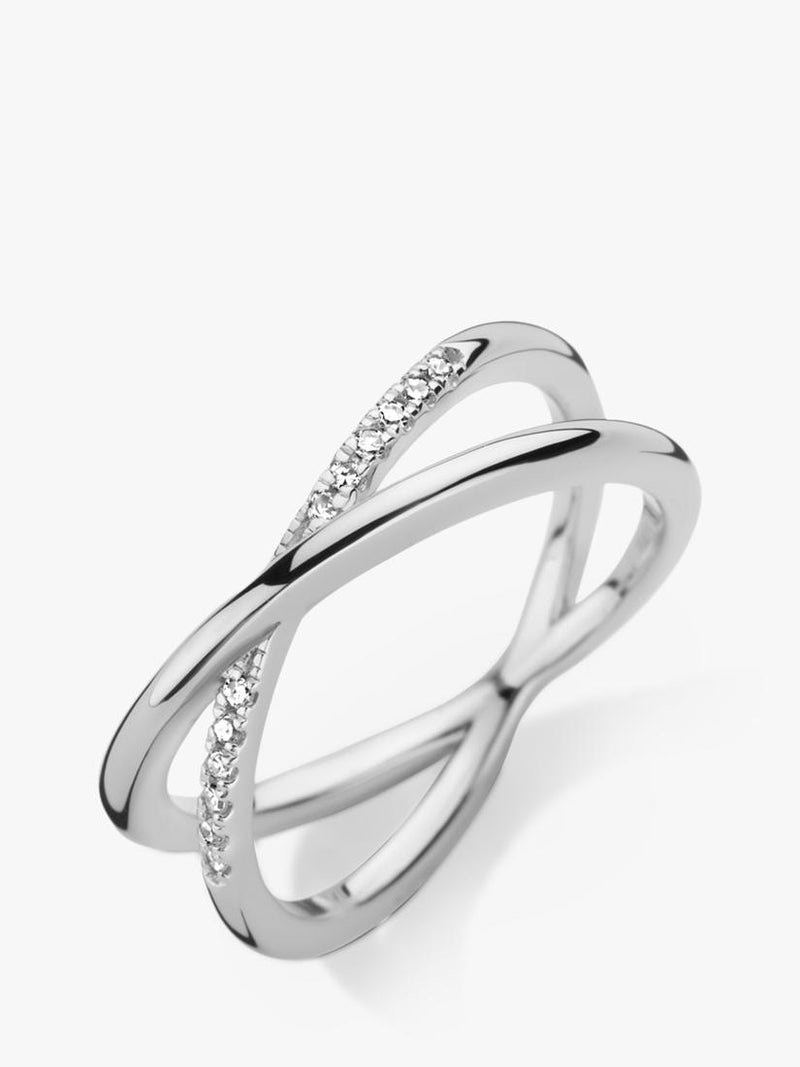 DPT Antwerp diamond crossover ring silver - British product