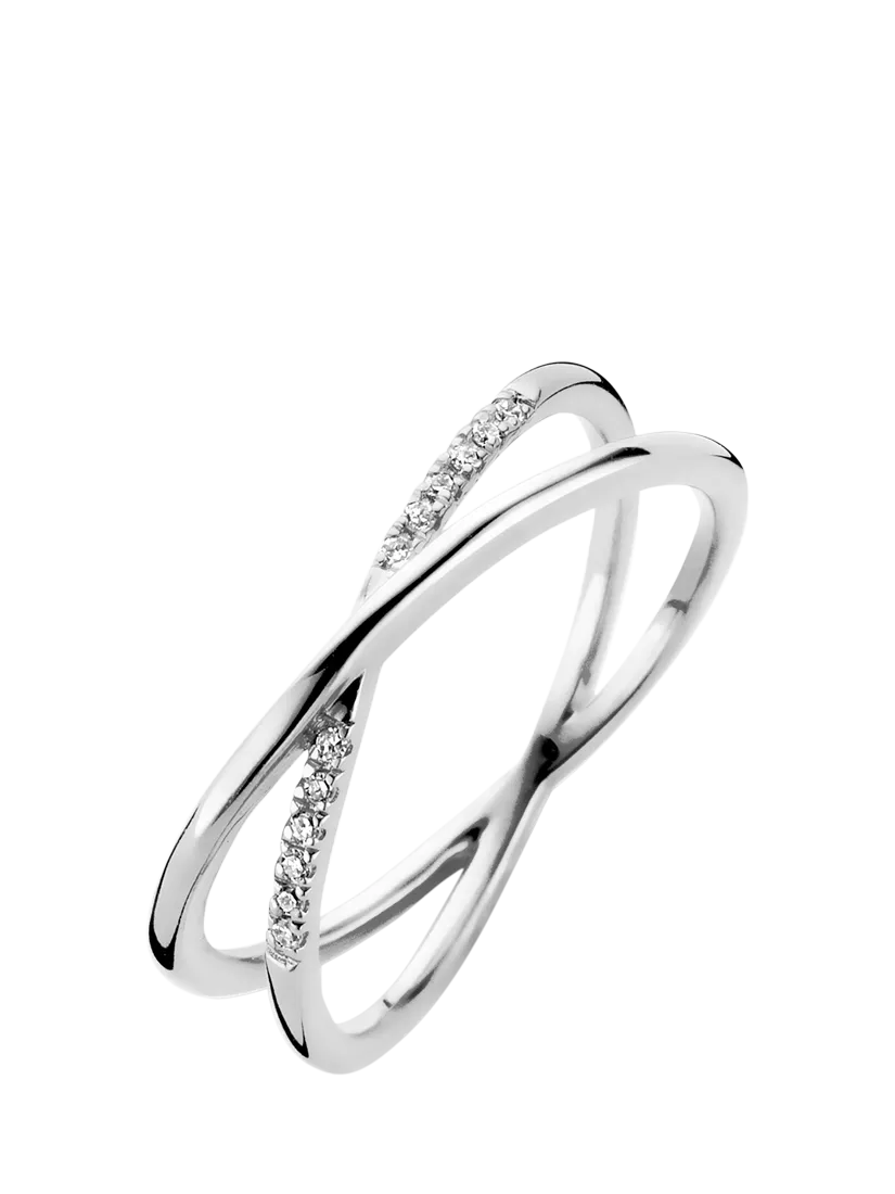 DPT Antwerp Diamond Crossover Ring Silver