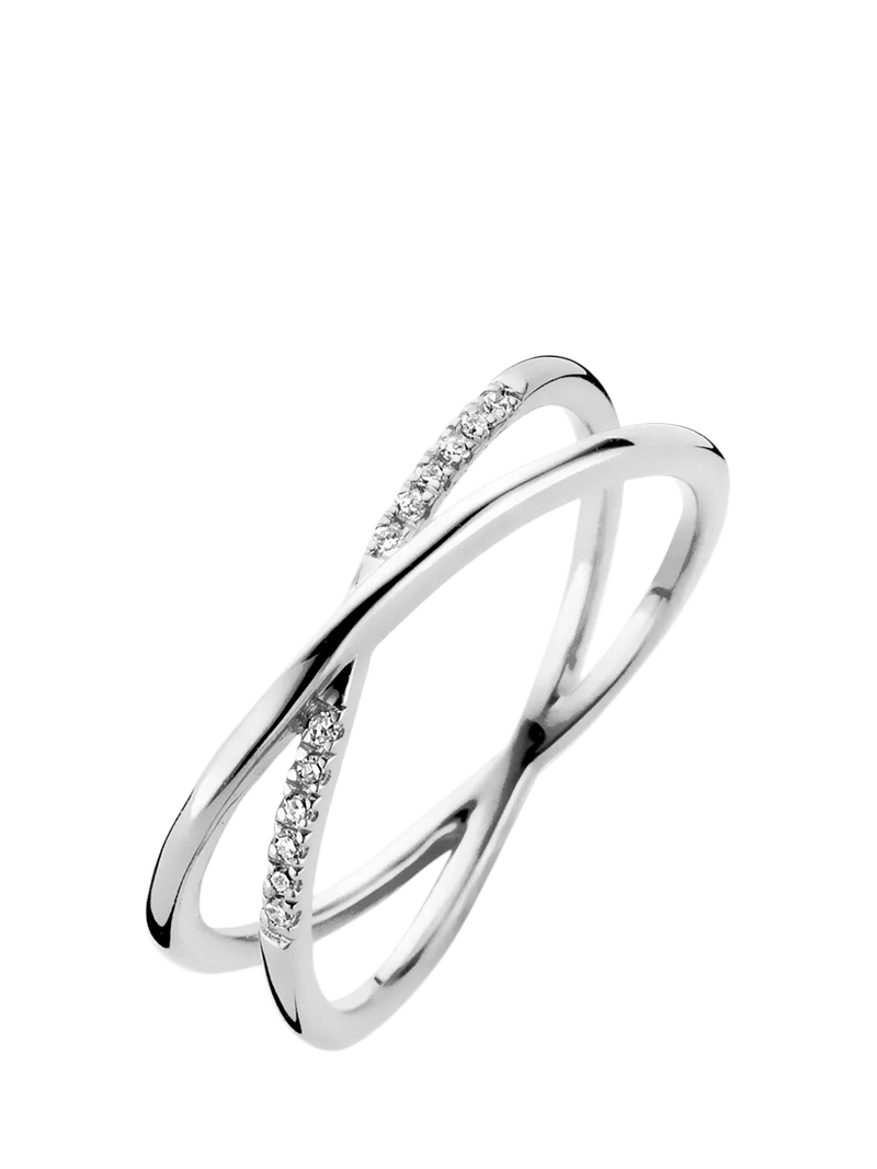 DPT Antwerp Diamond Crossover Ring Silver