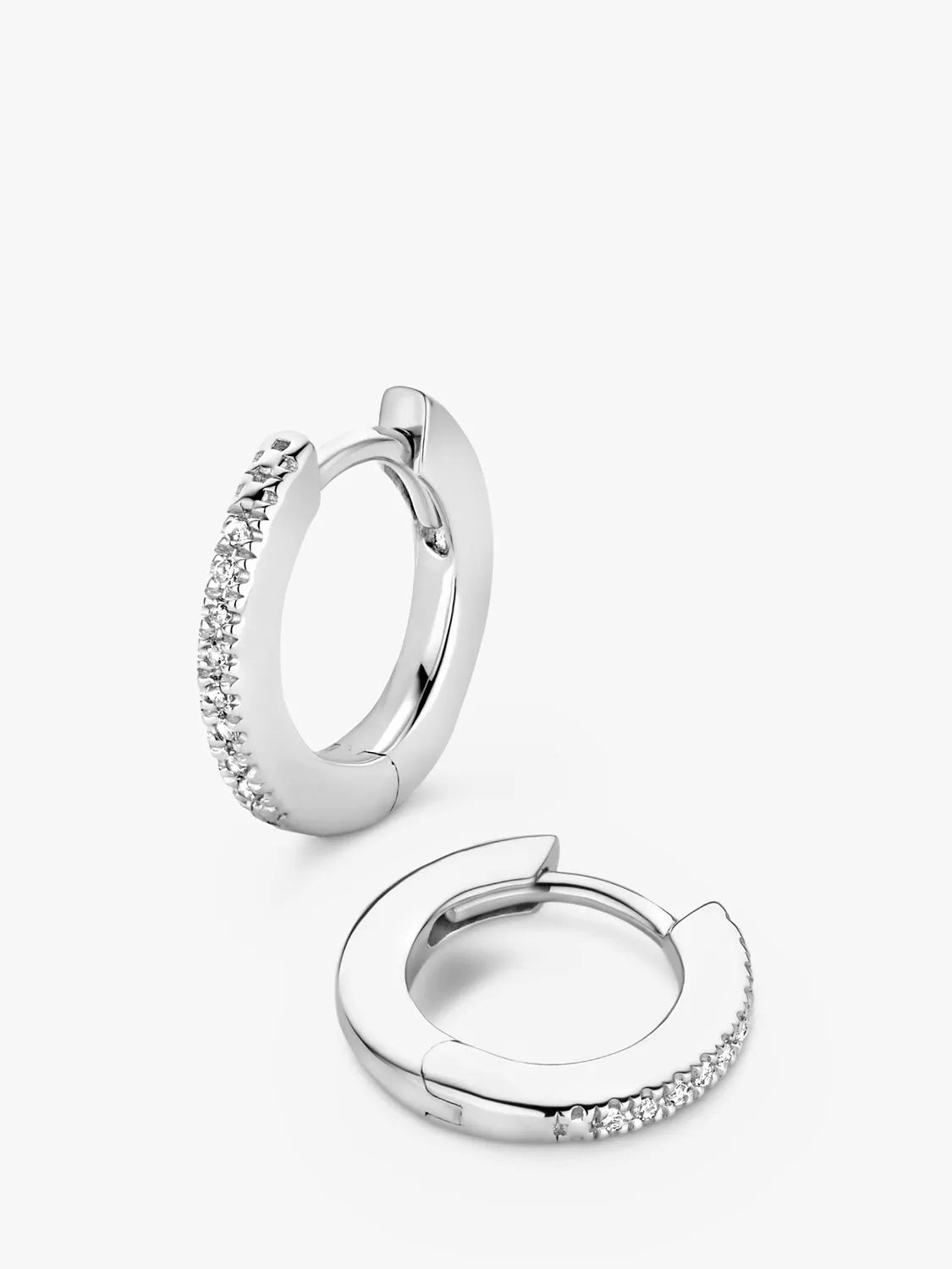 DPT Antwerp diamond huggie hoop single earring silver, UK version