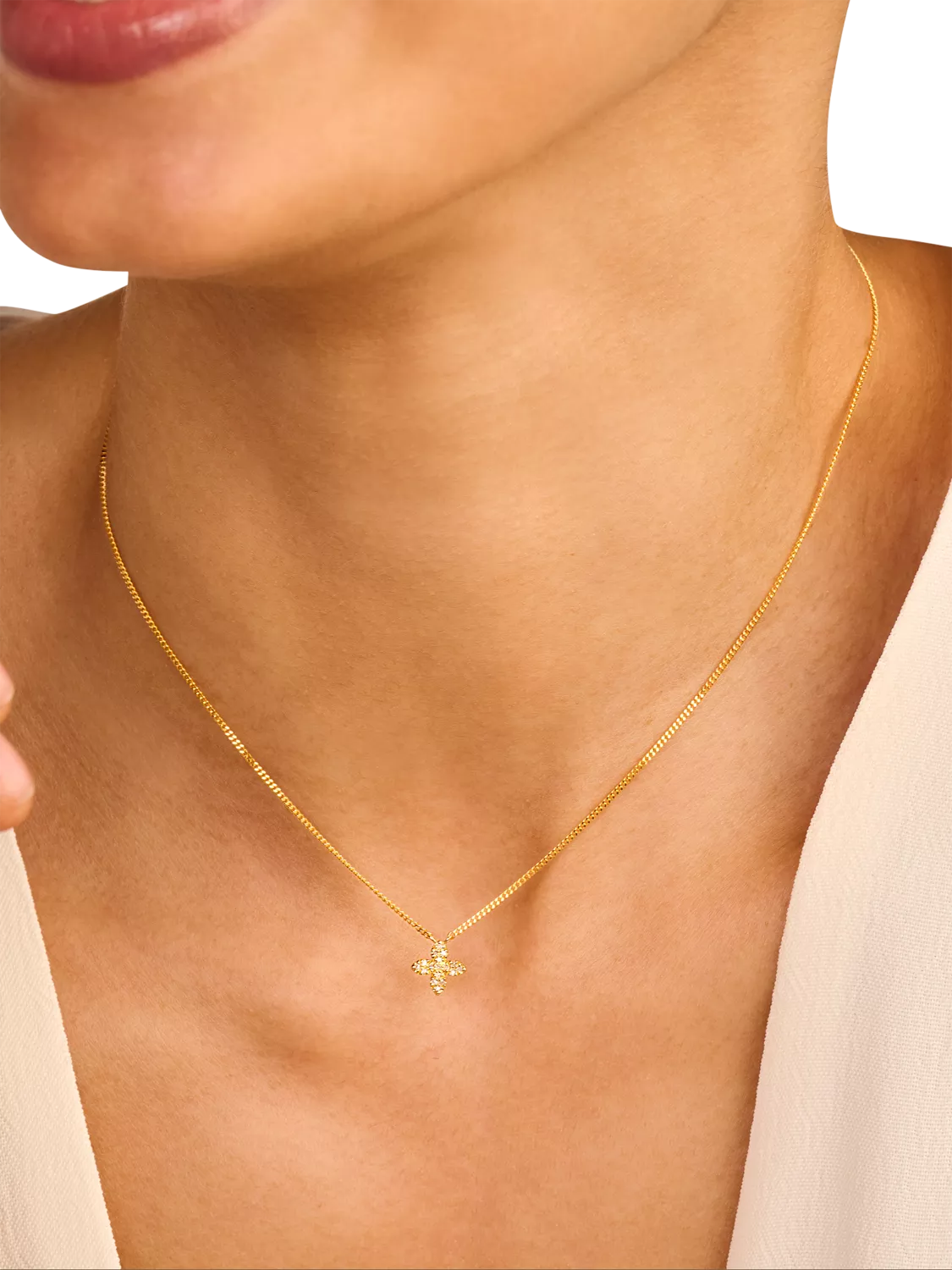 DPT Antwerp floral diamond pendant necklace in silver, UK version