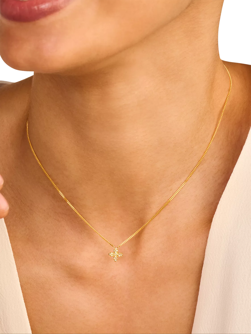 DPT Antwerp floral diamond pendant necklace in silver, UK version